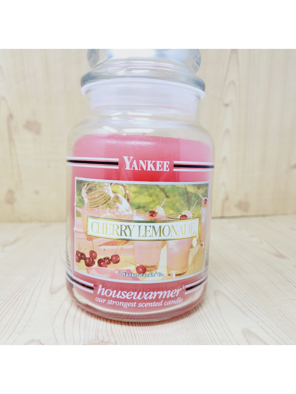 YANKEE CANDLE Black Band “CHERRY LEMONADE” Large 22oz Vintage